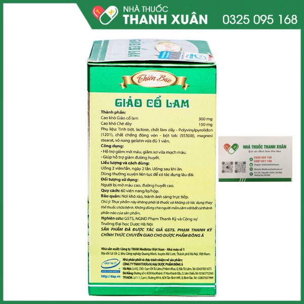 Thiên Bảo - Giảo Cổ Lam điều trị tăng mỡ máu